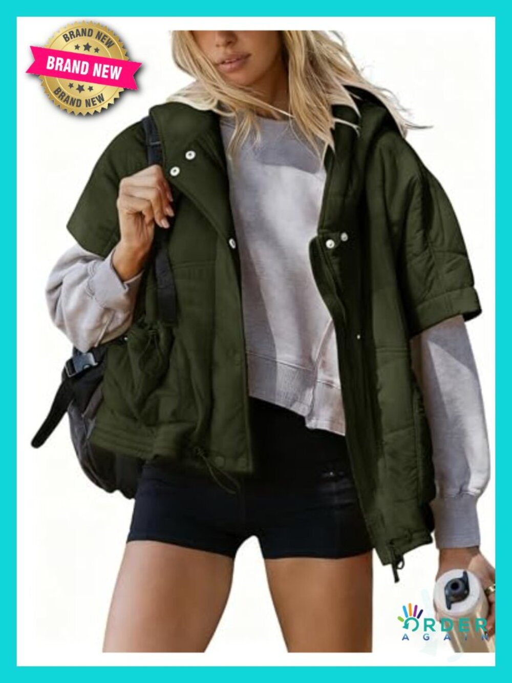 Women's Quilted Puffer Vest Casual Hooded Sleeveless Poncho Outerwear